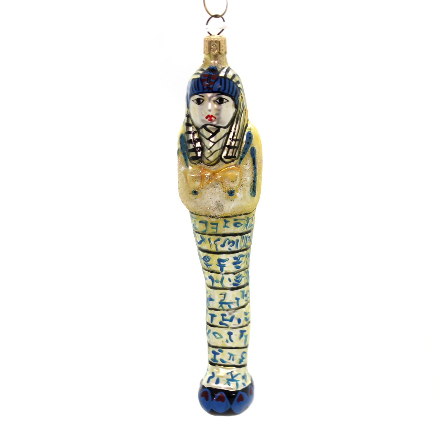 Holiday Ornaments EGYPTIAN MUMMY BLUE Glass Ornament Egypt Sarcophagus