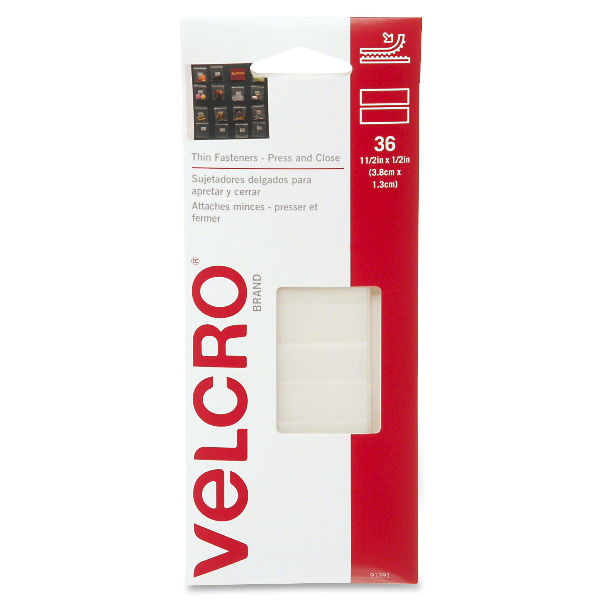 VELCRO® Brand Thin Fasteners - Press and Close 1 1/2in x 1/2in strips. 36 ct - image 2 of 2