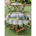 thumbnail image 4 of Outdoor Tablecloth with Umbrella Hole for Patio/Picnic/Party/Camping, Soccer Field Waterproof Table Cloth Round Cover Washable, Farmhouse Wooden Goal Post Football (Dia 60"), 4 of 9
