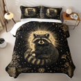 thumbnail image 2 of Castle Fairy Kawaii Animal Raccoon Twin Quilt Set,Vintage Gold Floral Starry Sky Twin Coverlet Set,Black Cream, 2 of 7