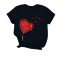 thumbnail image 4 of Camiseta de Manga Corta de Cuello Redondo Impresa para las Mujeres Día de San Valentín, Mezcla Ligera de Poliéster para Primavera Verano Otoño, 4 of 7