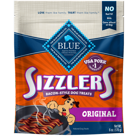 Blue Buffalo Sizzlers Bacon-Style Soft-Moist Dog Treats, Original Pork Recipe, 6-oz