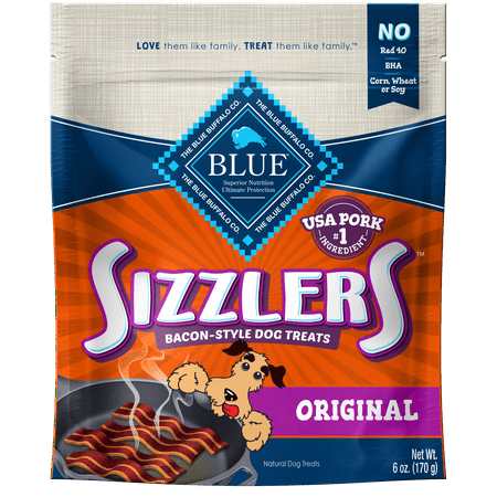 Blue Buffalo Sizzlers Bacon-Style Soft-Moist Dog Treats, Original Pork Recipe, 6-oz (Best Pork Hot Dogs)