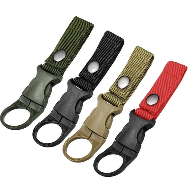 4PCS Hebilla de botella Clip Hebilla colgante Botella de agua portátil Soporte de anillo Llavero Clip de botella de agua mineral para mochila Cinturón Nylon