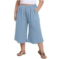 thumbnail image 2 of Plus Size Women's Casual Baggy High Waisted Wide Leg Pants Breathable, 2 of 5