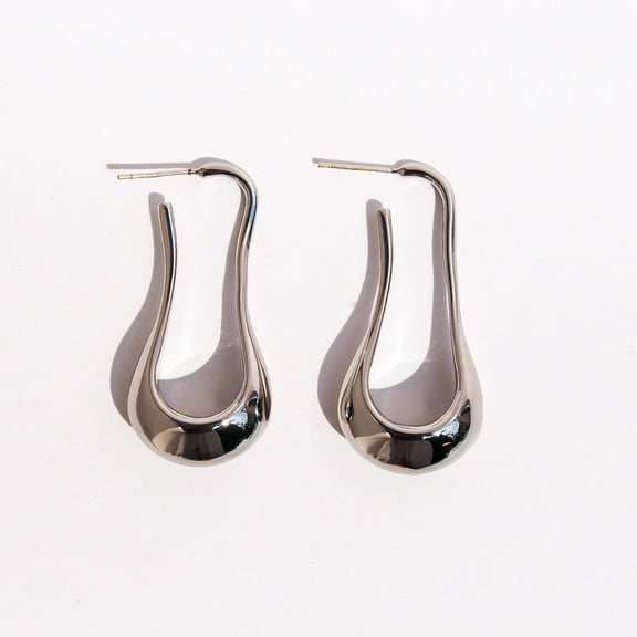 Minimalist Irregular Hoop Earrings - Silver