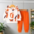 thumbnail image 5 of Quealent Toddler Boy Clothes Long Sleeve Hoodie Sweatsuits Tops and Pants 2Pcs Boys Fall Winter Outfits Set (Orange, 6-9 Months), 5 of 9