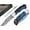 Blue, variant on Personalised Damascus Pocket Knife for Men - Multi Layer Solid Steel Handmade Folding Hunting Knives with Sharpner and Leather Pouch - Best Knife for Camping Hunting Hiking