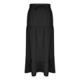 thumbnail image 5 of Gfyviroh Skirts for Women Plus Size Solid Color A-Line Skirts Casual Drawstring Stretch High Waist Side Slit Maxi Skirts, 5 of 7