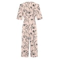 thumbnail image 4 of Edvintorg Women's Jumpsuits Vintage Floral Printed Short Sleeve V Neck Back Zipper Wide Leg Jumpsuit Pants with Pocket Summer Casual Loose Overalls for Women, 4 of 5