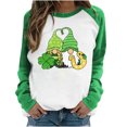 thumbnail image 1 of Chandails en Molleton pour Femmes Col Rond Vert Manches Longues Raglan T-Shirts Imprimé Gnome Tendance Graphiques, 1 of 5