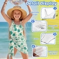 thumbnail image 5 of Xixirimido White Green Daisy Flower Print Girls One Piece Swimsuit with Adjustable Strap and Mesh Cover Up Skirt, One Shoulder Cute Bathing Suit Swimwear Set, Size 9-10 Years, 5 of 7