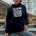 thumbnail image 2 of Llama Said Knock You Out, Funny Boxing, Fitness or Bodybuilder Themed, Navy Blue Hooded Sweatshirt or Hoodie, Large, 2 of 5