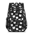 thumbnail image 2 of White Cat Head Black Pattern Cute School Backpack Bag with Padded Back and Adjustable Shoulder Straps 16.9 X 12.6 X 5.9 Inches, 2 of 5