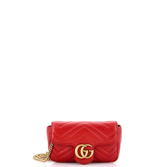 Pre-Owned GG Marmont Flap Bag Matelasse Leather Super Mini By Rebag