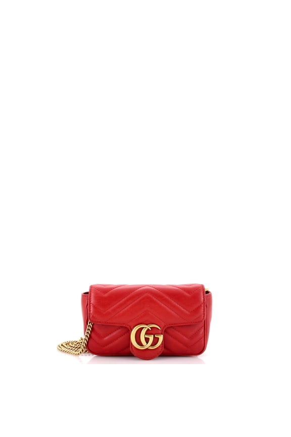 Pre-Owned GG Marmont Flap Bag Matelasse Leather Super Mini By Rebag