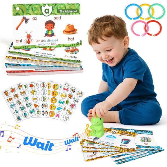 Flooyes Dinosaur Talking Pen With Phonics Cards, Montessori Toys ABC 123 Learning Set For Kids 36M 