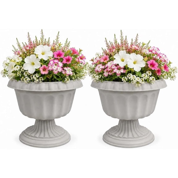 BPPEG 10 Inch Outdoor Urn Planters, 2 Pack Pedestal Flower Pots,Easy to Arrange Across Patios, Garden Paths, Weddings and Indoor Or Outdoor Events, Outdoor Planters for Porch