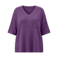 thumbnail image 6 of hlysgo Plus Size Tops for Women Short Sleeve Casual V Neck Tunics Fall Fashion Shirts Trendy Lightweight Pullover Sweaters with Pocket Purple,4xL, 6 of 6