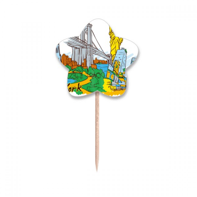 US New York America Watercolor Toothpick Flags Star Lable Cupcake Picks