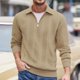 thumbnail image 1 of pstuiky camisas de manga larga para hombre, Blusa/camiseta informal elegante a rayas de manga larga con cuello, botones y cremallera para hombre Tops de hombre m, 1 of 9