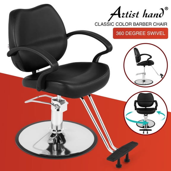 Artist hand PU Leather Heavy Duty Barber Chair Hydraulic Hair Stylist 360°Swivel Beauty Spa Equipment for Barbershop & Salon(Black)