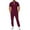 Wine, variant on Dagugfen Lounge Sets for Men 2 Piece Textured Workwear Quarter Zip Shirts and Pants Casual Travel Outfits