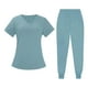 thumbnail image 5 of Conjunto de traje médico para mujer, ropa de trabajo lavable a máquina, suave, con bolsillos, uniforme para enfermería, pantalones para correr Azul claro, 5 of 8