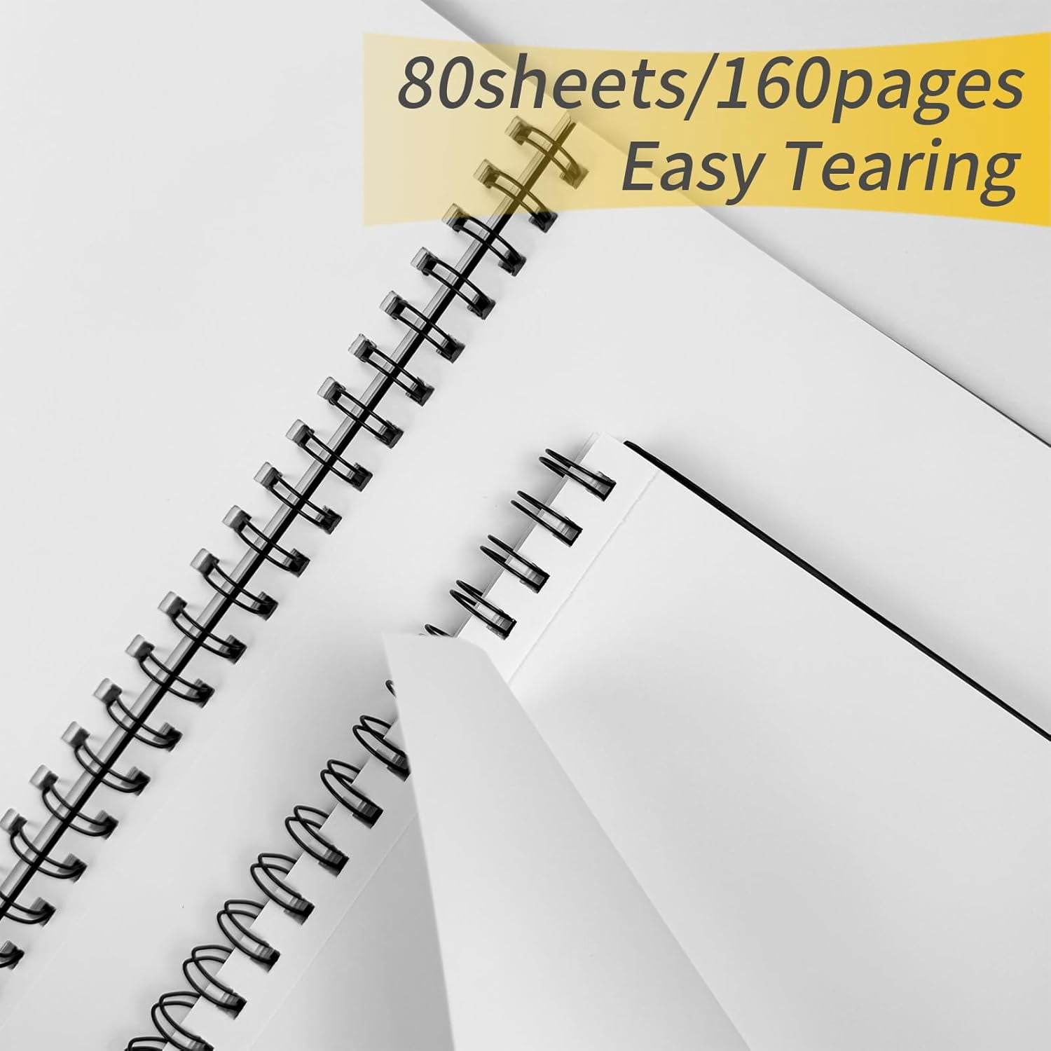 Blank Spiral Notebook, 8.5" x 11" Hardcover Sketch Book, 4 Pack Large Blank Journal for Drawing, A4 Black Unlined Journals for Women Men Office School Home