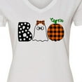 thumbnail image 4 of Inktastic Boo Halloween Ghost and Plaid Pumpkin Women's V-Neck T-Shirt, 4 of 5