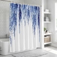 thumbnail image 6 of Navy Blue Shower Curtain, Waterproof Shower Curtains for Bathroom, Summer Botanical Leaves Watercolor Washable Fabric Bathtub Curtain Set Bath Decor with 12 Hooks Stall 36"x72", 6 of 8