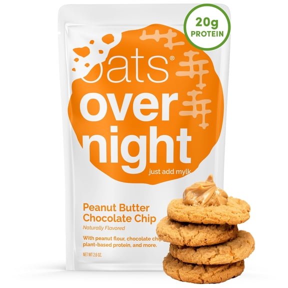 Oats Overnight Protein Peanut Butter Chocolate Chip Oatmeal, 2.4 oz (8 Pack)