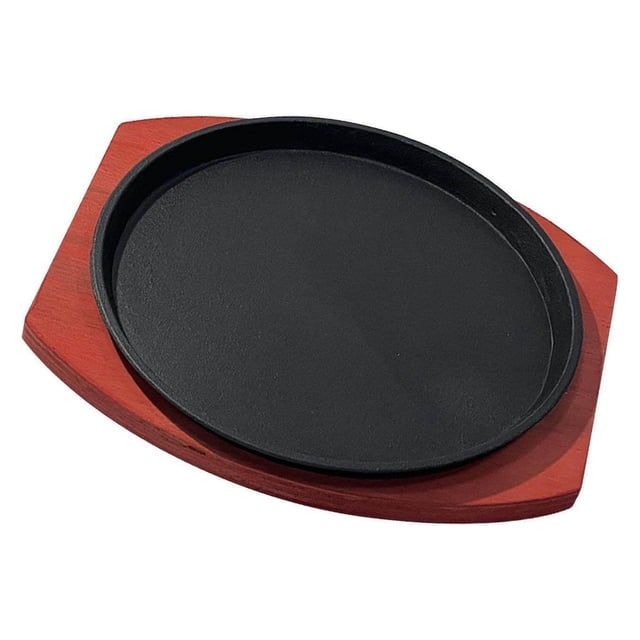Cast Iron Steak Plate Sizzling Insulation Board Note: for Household Restaurant Serving Kitchen 23cm