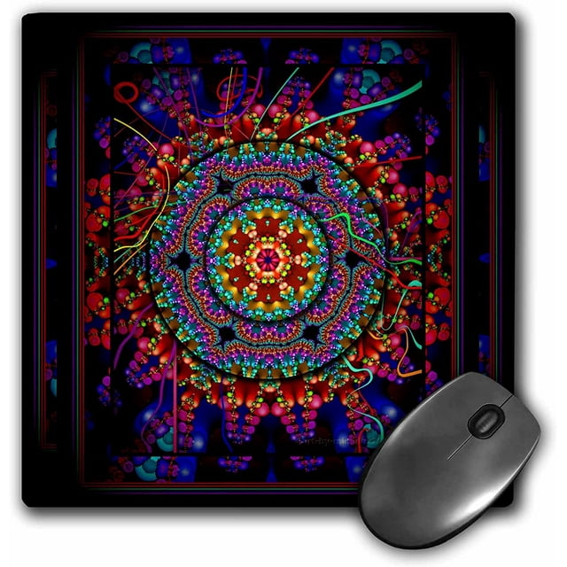3dRose LLC 8 x 8 x 0.25 Inches Mouse Pad, Mandala Psychedelic (mp_24832_1)