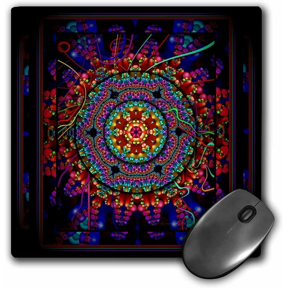3dRose LLC 8 x 8 x 0.25 Inches Mouse Pad, Mandala Psychedelic (mp_24832_1)