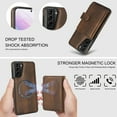 thumbnail image 4 of ELEHOLD Case for Samsung Galaxy S25 Edge, 2-in-1 Magnetic Shockproof Leather Wallet Flip Case Cover, Detachable Card Holder with Stand,Brown, 4 of 5