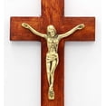 thumbnail image 4 of Pair of 6" Height Handmade Wood and Brass Jesus Christ On The Cross Wall Hanging Crucifix Plaque, 4 of 5