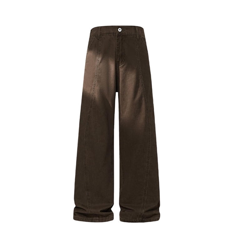brown baggy dress pants men Summer for Men, Pants Big and Tall Cargo Comfy Work Sweatpants with Pockets Wide Leg Straight Leg Gym Pants XL Category_jackets Color:Brown/Blue Polka Dot Cuffed Bottoms (1.5) Bec+Bridge Moon Dance Dress