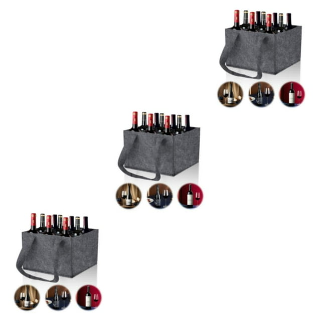 maskred Universal Felt Wine Bottle Carrier Durable And Scratch-proof For Red Wine Enthusiasts Not Easy Red 4 Slots 3Set