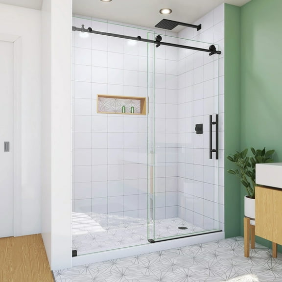 DreamLine Enigma-X 56-60 in. W x 76 in. H Fully Frameless Sliding Shower Door
