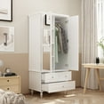 FUFU&GAGA 2Door Wardrobe Armoire with Mirror , 4Tier Wooden Closet