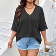 thumbnail image 5 of Women's Plus Size Lightweight Cardigan, V Neck Short Sleeve Solid Color Knit Shirt, Versatile Summer Cover Up for Office or Lounge, Black - XL, 5 of 5