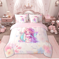 thumbnail image 4 of Feelyou Magic Elf Teens Twin Bedding Sets 7-Piece, Purple Monogrammed L Bedding Comforter Set, Fairy Tale Princess Reversible Sheet Sets, Lightweight Room Decor, 4 of 9