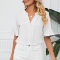 thumbnail image 4 of Vedolay Womens Short Sleeve Tops Casual Women's Summer Casual Short Sleeve Tops Cute Pleated Tunic T-Shirt,White M, 4 of 5