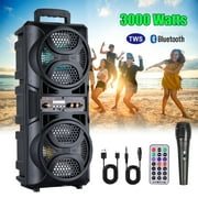 Funkeen Portable Bluetooth LED Speaker with Dual 6.5" Subwoofers, Black
