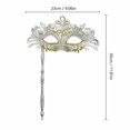 thumbnail image 3 of Mskk Masquerade Mask for Women, Luxury Rhinestone Hollow‑Out Hand‑Held Stick Mask Halloween Mardi Gras Carnival Costume Ball Cosplay Party Accessory for Night Event, Blue, 3 of 3