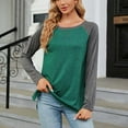 thumbnail image 2 of QASIEATN Fall Coats for Graceful Women Fashion, Casual Color Block Sweatshirts Long Sleeve Shirts with Pocket Tunic O Neck Tops Slits Long In Front Short In Back, Womens Winter Tops, 2 of 4