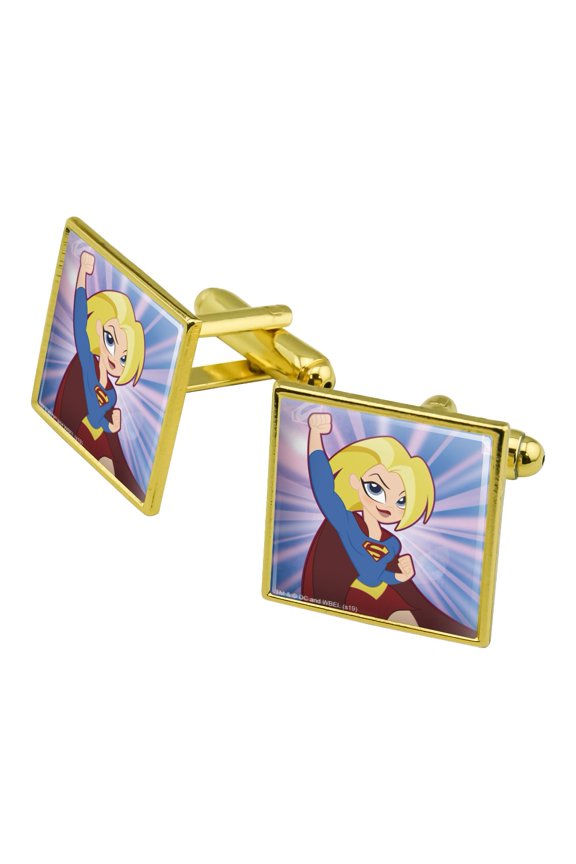 DC Super Hero Girls Supergirl Square Cufflink Set - Silver or Gold