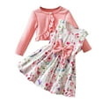 thumbnail image 2 of NAISIBABY Toddler Girls Dresses, Sleeveless Floral Dress and Long Sleeve Knit Cardigan Casual Party Dresses 2-Piece Pink 12Months, 2 of 9
