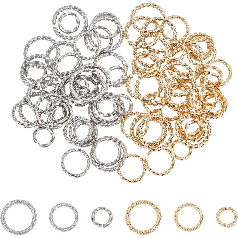 84pcs 6/8/10mm Twisted Open Jump Rings Golden and Stainless Steel